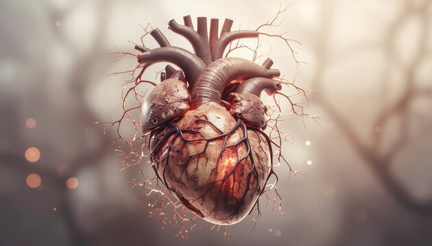 정밀한 인체 심장 기관 및 혈관 분포 의료용 그래픽