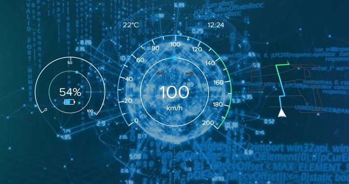 Gaugeglobe receiving telemetry animating speed to 100km or h then dropping for auto battery telemetr