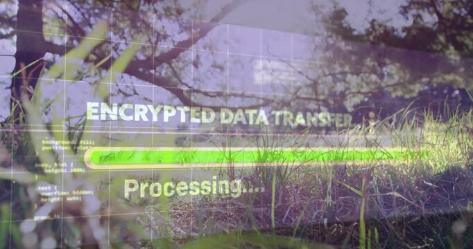 Translucent HUD fading after sun flare, progress bar filling then shrinking for encrypted transfer