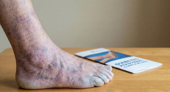 Diabetes foot complication ulcer infection healthcare complication diabetes awareness concept