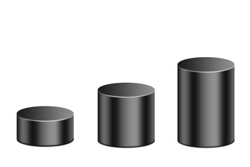 
Minimal black cylinder podium set with glossy metallic shading, designed for product display, stage presentation and modern showcase scenes. For cosmetic ads, branding mockups.