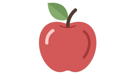 Fototapeta premium A simple illustration of a red apple with a green leaf and brown stem
