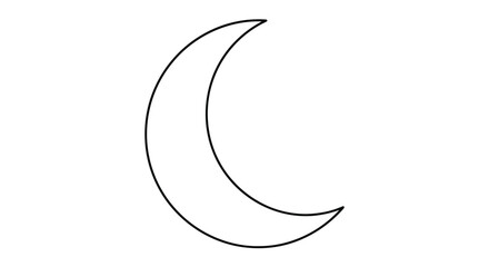 Simple line drawing of a crescent moon on a white background © Imdadul_Studio