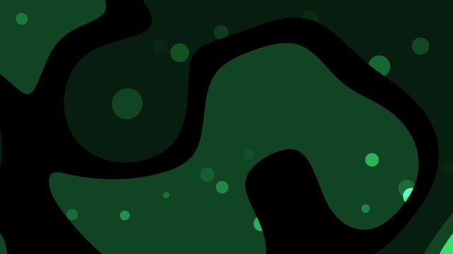 animated green and black gradient background shapes and green circles in a serene green background. Suitable for technology or environmental themed designs.