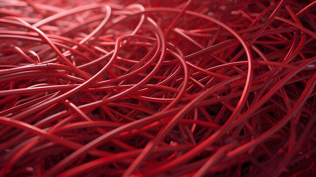 Tangled Red Electrical Cables Modern Technology Background