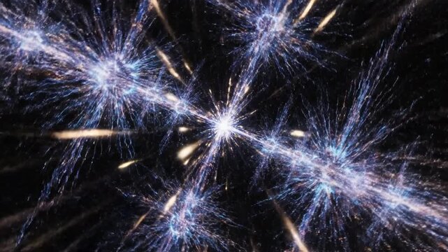 Abstract cosmic web with glowing energy lines and light bursts