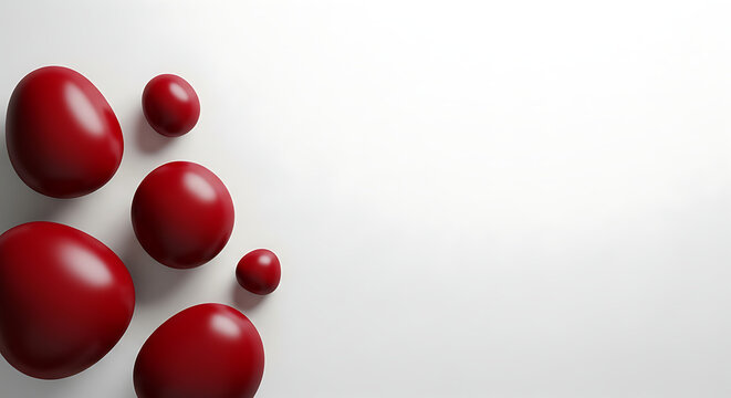 Red Ellipsoids Arrangement on White Background