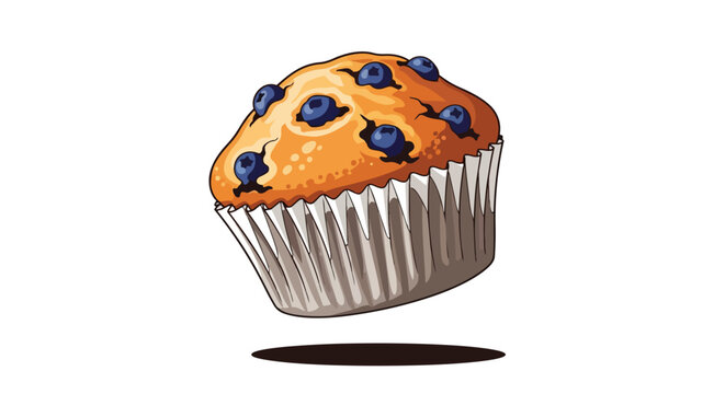 Pixel Art Blueberry Muffin Isolated on White Background