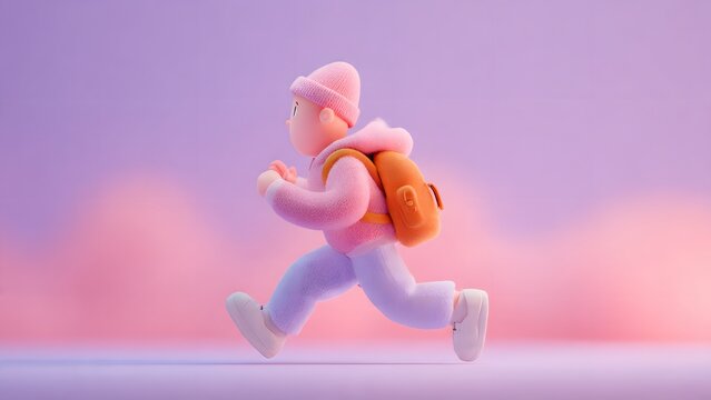 Pink ballet dancer toy with smiling cartoon figures in fun colorful plasticine style