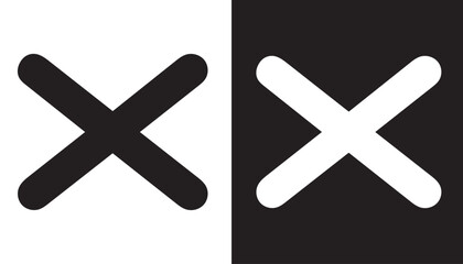 Obraz premium Close Button Silhouette Icon—UI Cancel, Exit or Dismiss Symbol for Mobile App and Web Interface, Black and White Background for Light and Dark Mode