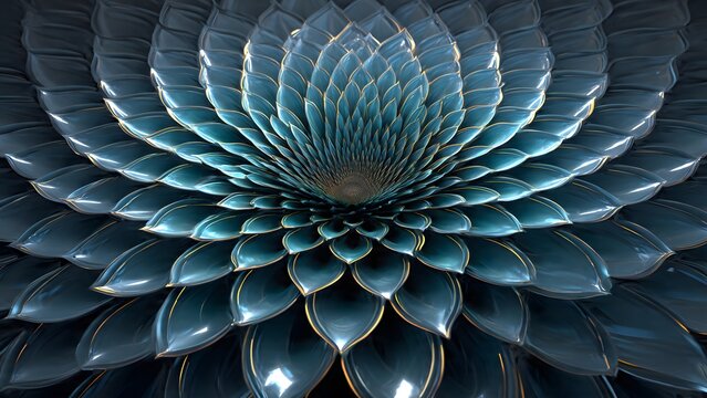 Abstract fractal spiral burst pattern with glowing lines forming a dynamic geometric technology background on black