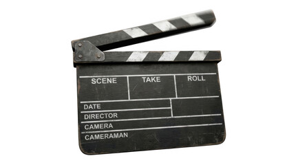 Fototapeta premium Blank film clapperboard on white background for movie production and video editing projects