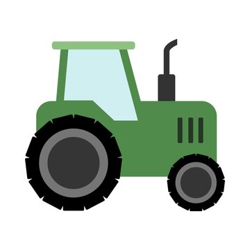 Green Farm Tractor &ndash; Flat Vector Agriculture and Farming Vehicle Illustration