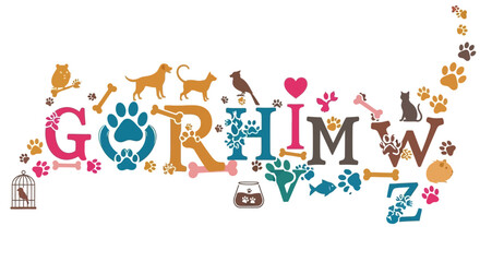 Celebrate National Pet Day with a delightful alphabet of animals, paw prints, and pet-themed graphics, perfect for any pet lover's creative projects