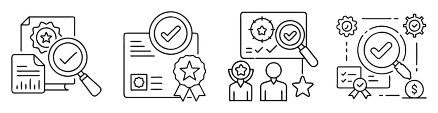 Quality control analysis and verification concept outlined in a linear style