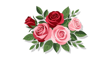Naklejka premium Flat Style Rose Bouquet Floral Graphics