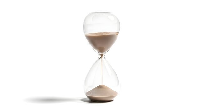 An hourglass with sand flowing from the top bulb to the bottom, symbolizing the passage of time and urgency