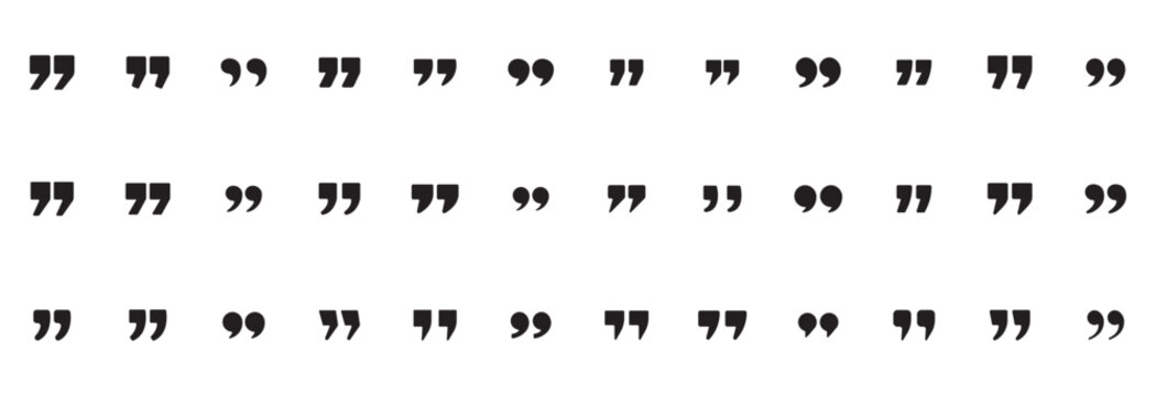 Set of quote mark, quotes icon, sign, symbol, emblem. Ditto marks icon set. Quotation marks. Dialogue discussion symbol for UI UX, website, mobile app.