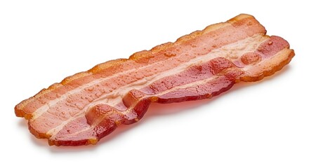 Obraz premium Single perfectly cooked strip of crispy, golden-brown bacon, offering a savory and irresistible taste, a popular ingredient for various meals