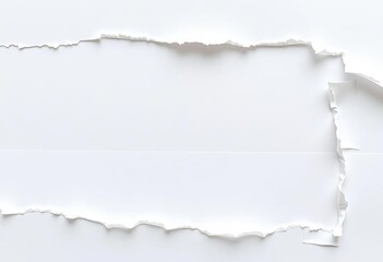 Fototapeta premium Torn edges of white paper, revealing frayed fibers and uneven texture, abstract, aged