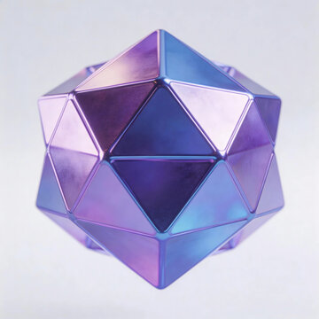 Detailed 3D render of Parvovirus particle, small non-enveloped icosahedral structure, crystalline jewel-like appearance in purple and blue