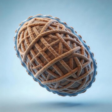 3D render of Orf virus, large ovoid enveloped particle with criss-cross surface tubules