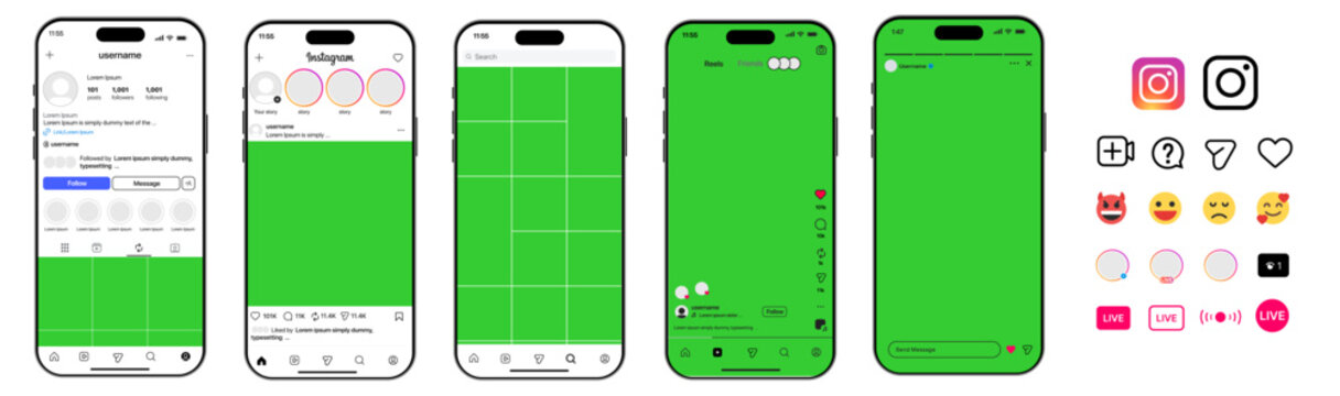 Instagram Post Reels Story mockup template. instagram mockup social media template, new update instagram post mock up. Instagram social network app UI interface.