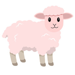 Obraz premium Adorable fluffy lamb character standing illustration