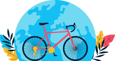 Fototapeta premium World bicycle day illustration. Healthy lifestyle, riding bike, sport activity vector isolated