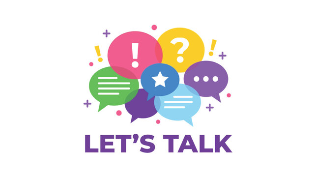 Lets Talk Vector Typography with Colorful Overlapping Speech Bubbles