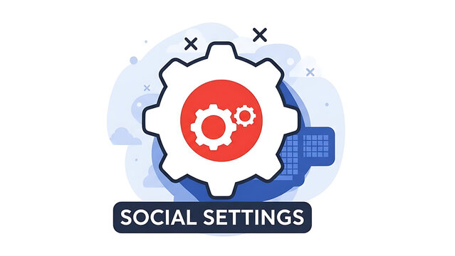 Social Settings Gear Icon for Customization and Configuration Options on Social Media Platforms