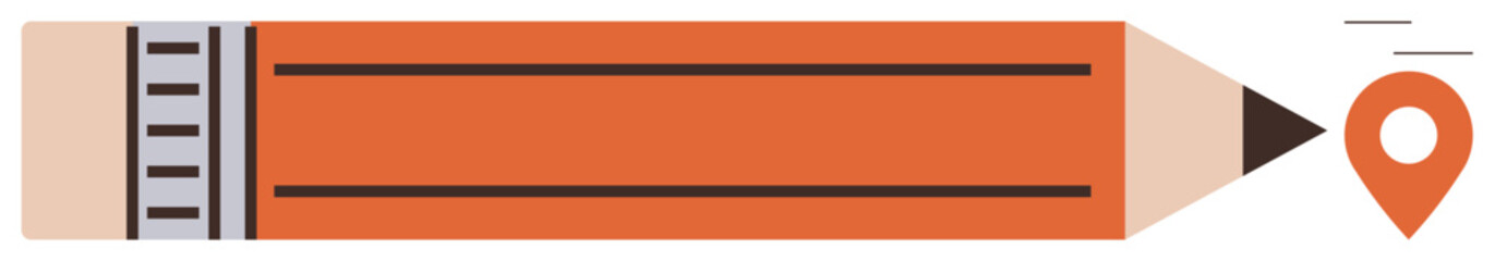 Navigation, creativity, directions, writing tools, education, mapping. Image of a pencil with a location pin. Navigation and creativity innovative approaches in mapping and writing © robu_s