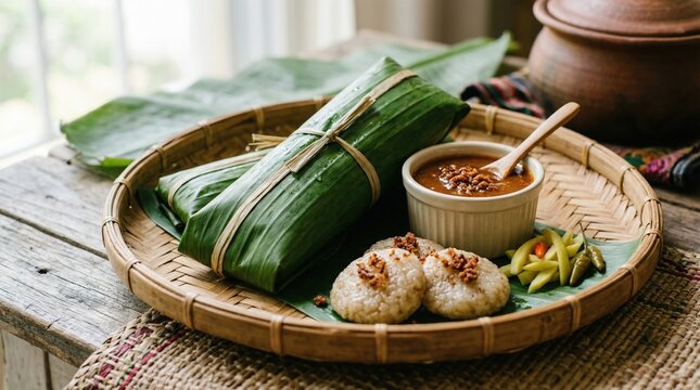 Authentic Southeast Asian Sticky Rice Delicacy Platter
