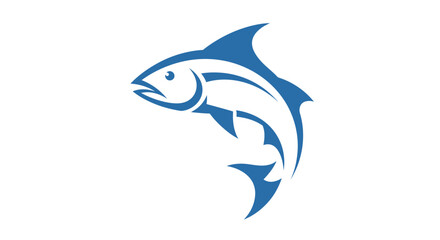 Fototapeta premium Stylized three fish logo design with flowing blue shapes for marine brand identity and aquatic theme.