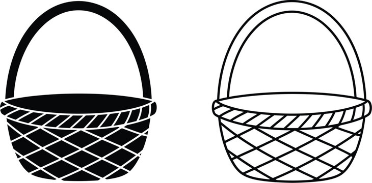 Black and white basket icons Vector