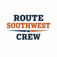 Obraz premium Route Southwest Crew bold typography design with mountain road logo for travel and adventure branding