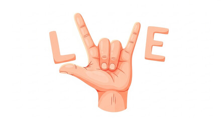 Obraz premium Hand Gesture Showing Love Sign Illustration Isolated on White