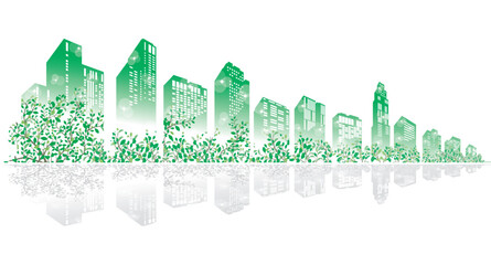 緑豊かな爽やかな街並みイラスト.  © keko-ka