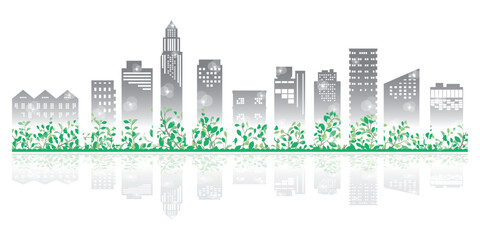 緑豊かな爽やかな街並みイラスト.  © keko-ka