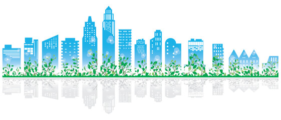 緑豊かな爽やかな街並みイラスト.  © keko-ka