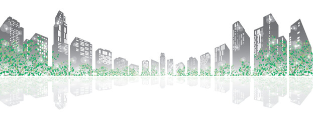 緑豊かな爽やかな街並みイラスト.  © keko-ka