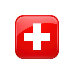 Fototapeta premium Red square with black medical cross icon