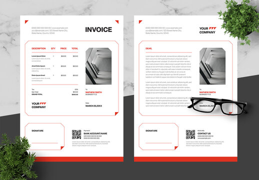 Red Black Company Invoice And Letterhead 