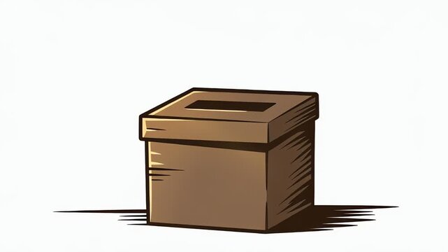 Box in Sunlight - Simple Illustration of a Cardboard Container.