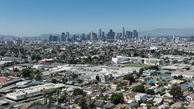 Los Angeles Downtown from South Los Angeles Aerial Shot L California USA