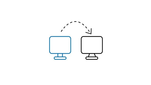 data sharing between computers simple line icon animation.