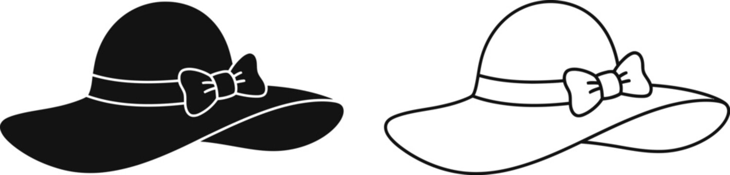 Black and white hats with bows Vector