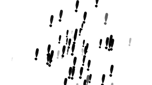 Black Exclamation Marks Animation with Charcoal Texture on White Background - Warning and Attention Element