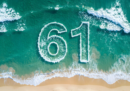 Ocean waves forming number sixty one