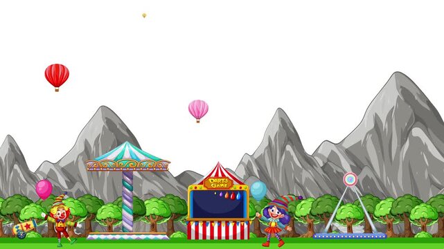 Animated Fun Park with Ferris Wheel and Hot Air Balloons